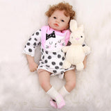 Vivid Huggable 21inch Reborn Doll Silicone Newborn Baby Doll White Clothes Set - Kids Children Sleeping Toy - Aladdin Shoppers