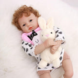 Vivid Huggable 21inch Reborn Doll Silicone Newborn Baby Doll White Clothes Set - Kids Children Sleeping Toy - Aladdin Shoppers