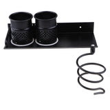 Wall Mount Hair Dryer Holder Rack Stand Storage Comb Brush Organizer Hanger with Two Cups - Aladdin Shoppers