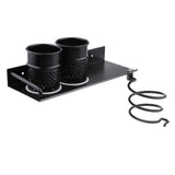 Wall Mount Hair Dryer Holder Rack Stand Storage Comb Brush Organizer Hanger with Two Cups - Aladdin Shoppers