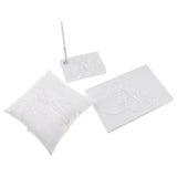 Wedding Lace Flower Applique Ring Pillow Guest Book Pen With Pen Holder Set - Aladdin Shoppers