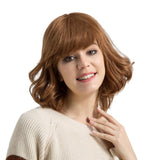 Women Short Curly Layered Wavy Wig Light Brown Real Human Hair Wigs Free Wig Cap for Daily Wear /Party Costume Cosplay - Aladdin Shoppers