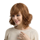 Women Short Curly Layered Wavy Wig Light Brown Real Human Hair Wigs Free Wig Cap for Daily Wear /Party Costume Cosplay - Aladdin Shoppers