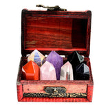 Wooden Box of 7 Rock Mineral Specimens Science Kits Collection Crystal Quartz Home Decor Collectibles - Aladdin Shoppers