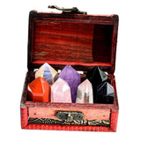 Wooden Box of 7 Rock Mineral Specimens Science Kits Collection Crystal Quartz Home Decor Collectibles - Aladdin Shoppers