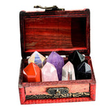 Wooden Box of 7 Rock Mineral Specimens Science Kits Collection Crystal Quartz Home Decor Collectibles - Aladdin Shoppers