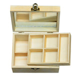 Wooden Jewelry Box Storage Box Make up Holder Case Rectangle Organizer Women Jewelery Storage with Mirrors and Moveable Tray - 17 x 12 x 7 cm - Aladdin Shoppers