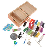 Wooden Storage Box Sewing Kit Needle Tape Scissor Thread Sewing Accessories - Aladdin Shoppers